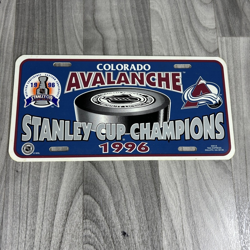 Colorado Avalanche 1996 Stanley Cup Champions Vintage License Plate Tag Express